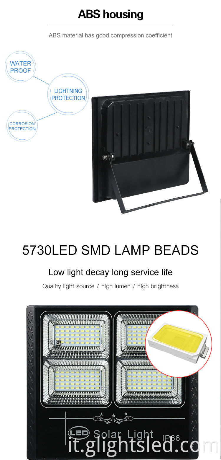 Ad alta potenza impermeabile ip66 esterno ABS SMD 50 200 modulo da 300 watt led luce di inondazione solare